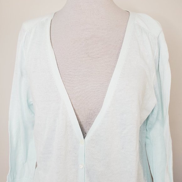 BANANA REPUBLIC Cotton/Linen Light Blue Cardigan - Picture 4 of 9